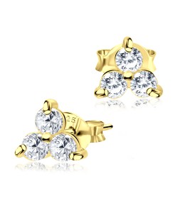 Gold Plated CZ Stones Stud Earring STS-2965-GP